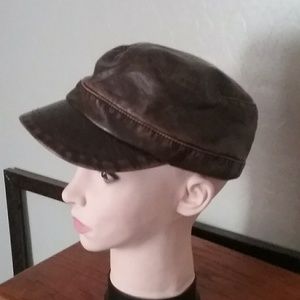 Brown leather type cap